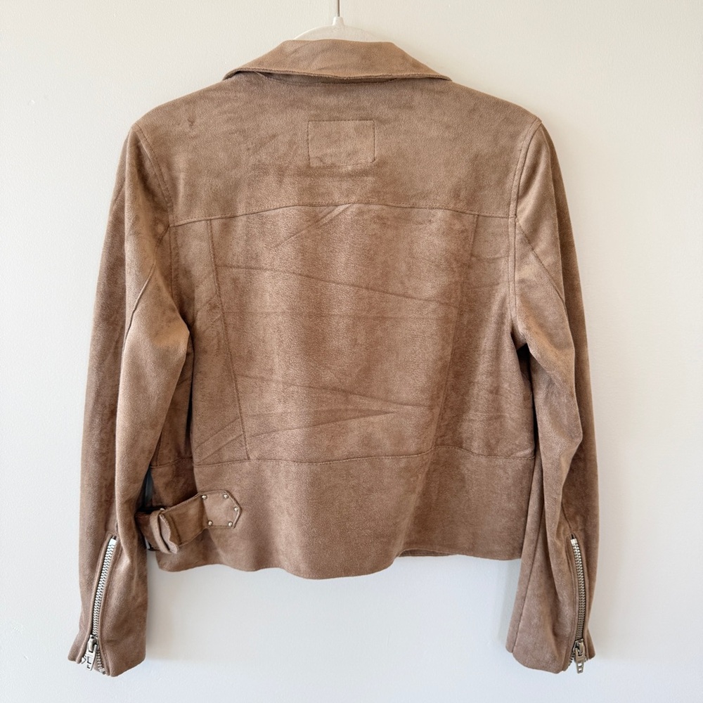 BlankNYC Tan Faux Suede Moto Jacket Womens SP Petite - Picture 6 of 9